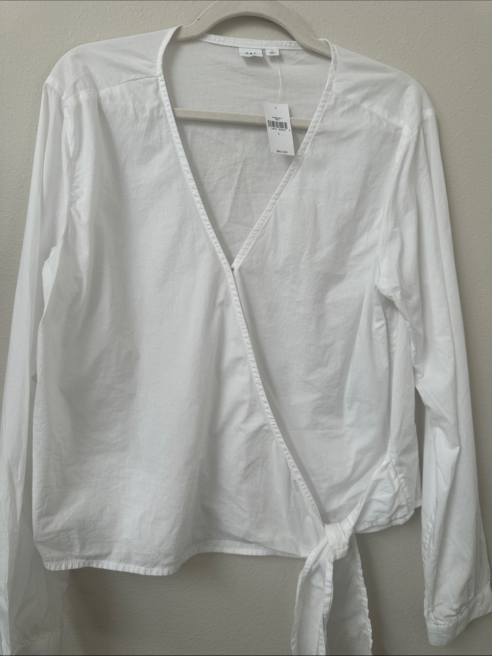 Gap New w/tags White Cotton Wrap Tie Blouse with V-Neck